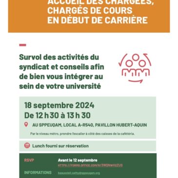 Séance d’information pour les nouvelles personnes chargées de cours