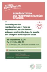 Séance d’information concernant les représentant.e.s actuels et futurs