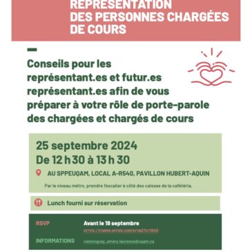 Séance d’information concernant les représentant.e.s actuels et futurs