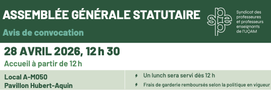 Assemblée générale statutaire le mardi 28 avril : Élections et états financiers